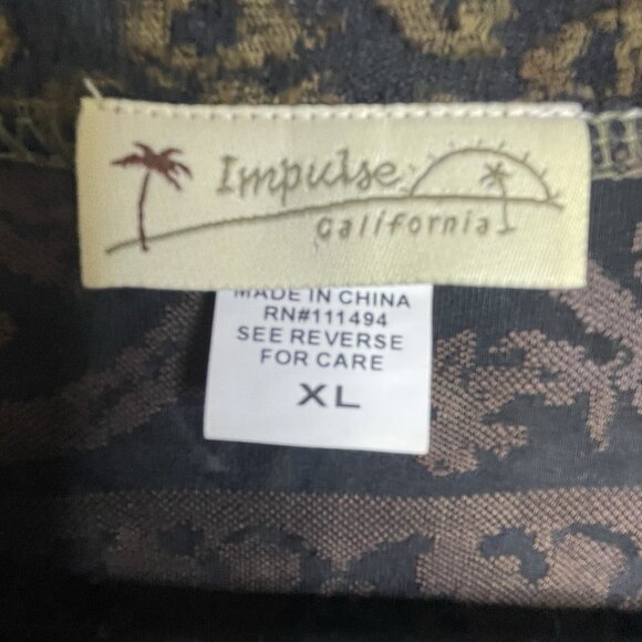 Impulse California Womens Tunic Top XLJacquard Tiered Hem Green Lagenlook Boho - Picture 9 of 13